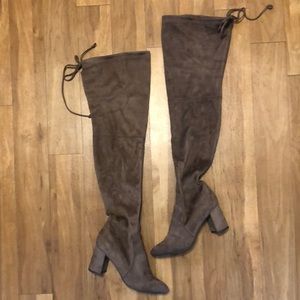 Taupe Thigh High Booties.